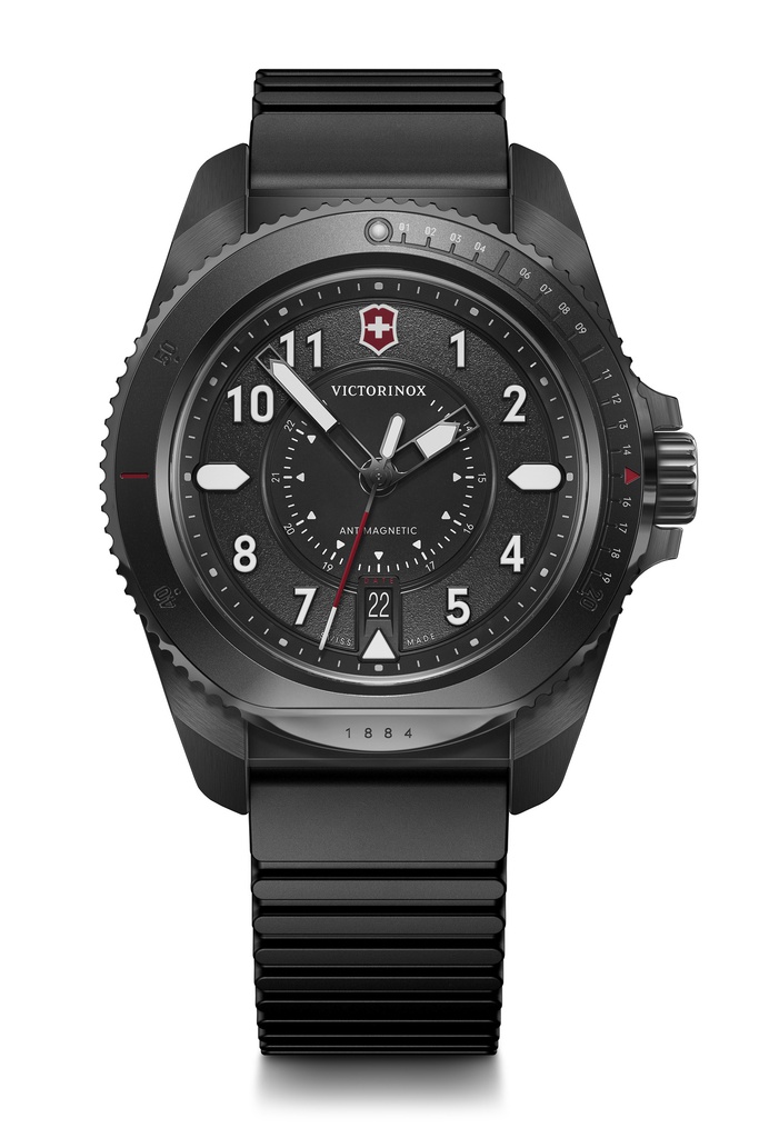 Victorinox Journey black coated quartz horloge met saffierglas en zwarte siliconen band
